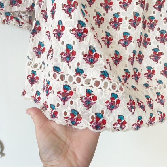 Saylor Renada Floral Eyelet Tassel Halter Off The Shoulder Top S - Picture 6 of 12